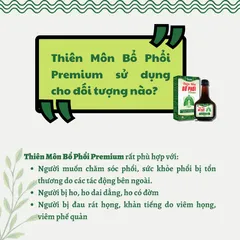 THIÊN MÔN BỔ PHỔI Premium giúp giảm ho, giảm đờm, giảm đau rát họng, bảo vệ phổi chai 250ml