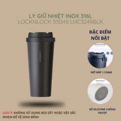 Ly giữ nhiệt LocknLock 550ml Bình Giữ Nhiệt Cao Cấp Chính Hãng Mở Nắp 1 Chạm LHC3249 Nhiều Màu