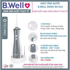 Máy Tăm nước B.WELL WI-912 vệ sinh răng miệng - phiên bản cải tiến 5 đầu, 3 chế độ phun, dễ sử dụng, tiện lợi (bwell)