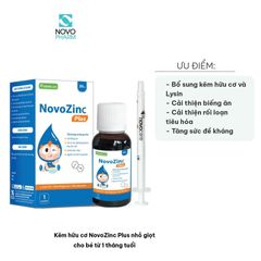 Kẽm Cho Bé Novozinc Plus - Giúp Bé Ăn Ngon, Giảm Biếng Ăn, Tăng Đề Kháng, Dễ Hấp Thụ