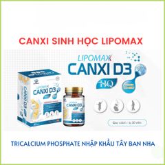 Canxi sinh học LIPOMAX canxi D3 HQ, bổ sung canxi giúp xương răng chắc khoẻ, phòng ngừa loãng xương 30 viên