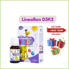 Lineabon Vitamin D3 K2 10ml giúp bé cao lớn, ngủ ngon, giảm còi xương, canxi cho trẻ sơ sinh lineabon k2d3 chính hãng
