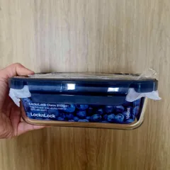 Hộp Bảo Quản Thủy Tinh Hình Chữ Nhật Chịu Nhiệt LocknLock LNG403- Màu Xanh Navy 205*155*67mm-1040ml