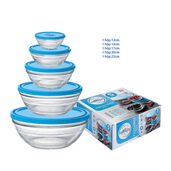 Bộ 5 Hộp Thủy Tinh Tròn Freshbox Xanh Duralex Chính Hãng Pháp