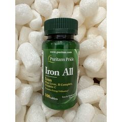 VIÊN UỐNG SẮT GIÚP BỔ MÁU, PHÒNG NGỪA THIẾU MÁU, ĐAU ĐẦU CHÓNG MẶT IRON ALL PURITAN’S PRIDE 100 VIÊN