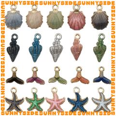 02 Charm Vỏ Sò Vỏ Ốc Sao Biển Nhiều Màu Sắc Làm Vòng Đeo Tay Mặt Dây Chuyền Phụ Kiện Trang Sức
