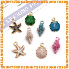 02 Charm Vỏ Sò Vỏ Ốc Sao Biển Nhiều Màu Sắc Làm Vòng Đeo Tay Mặt Dây Chuyền Phụ Kiện Trang Sức