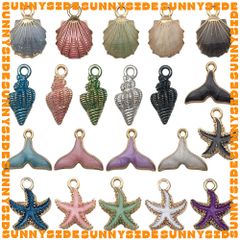 02 Charm Vỏ Sò Vỏ Ốc Sao Biển Nhiều Màu Sắc Làm Vòng Đeo Tay Mặt Dây Chuyền Phụ Kiện Trang Sức
