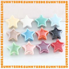 02 Hạt Charm Ngôi Sao Gốm Hạt Gốm Ngôi Sao 5 Cánh Làm Vòng Đeo Tay Mặt Dây Chuyền Phụ Kiện Trang Sức