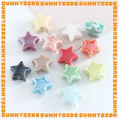 02 Hạt Charm Ngôi Sao Gốm Hạt Gốm Ngôi Sao 5 Cánh Làm Vòng Đeo Tay Mặt Dây Chuyền Phụ Kiện Trang Sức