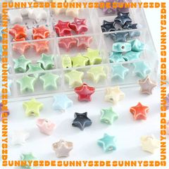 02 Hạt Charm Ngôi Sao Gốm Hạt Gốm Ngôi Sao 5 Cánh Làm Vòng Đeo Tay Mặt Dây Chuyền Phụ Kiện Trang Sức