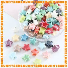 02 Hạt Charm Ngôi Sao Gốm Hạt Gốm Ngôi Sao 5 Cánh Làm Vòng Đeo Tay Mặt Dây Chuyền Phụ Kiện Trang Sức
