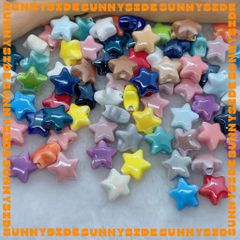 02 Hạt Charm Ngôi Sao Gốm Hạt Gốm Ngôi Sao 5 Cánh Làm Vòng Đeo Tay Mặt Dây Chuyền Phụ Kiện Trang Sức