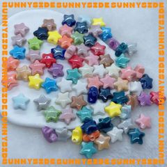 02 Hạt Charm Ngôi Sao Gốm Hạt Gốm Ngôi Sao 5 Cánh Làm Vòng Đeo Tay Mặt Dây Chuyền Phụ Kiện Trang Sức