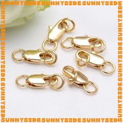 Khoá Càng Cua Mini Mạ Vàng 14K Cao Cấp 10mm Kèm Khoen Tròn Làm Trang Sức Handmade DIY