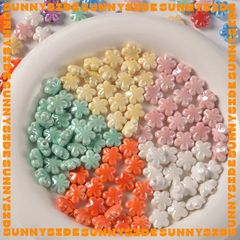 02 Hạt Charm Hoa Gốm Hạt Gốm Hình Bông Hoa 5 Cánh Làm Vòng Đeo Tay Mặt Dây Chuyền Phụ Kiện Trang Sức