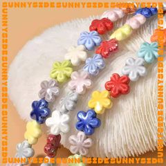 02 Hạt Charm Hoa Gốm Hạt Gốm Hình Bông Hoa 5 Cánh Làm Vòng Đeo Tay Mặt Dây Chuyền Phụ Kiện Trang Sức