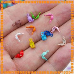50 Kẹp Vỏ Sò Nhiều Màu Sắc Chốt Đầu Dây Làm Trang Sức Phụ Kiện Dây Chuyền Móc Khoá Charm Handmade DIY