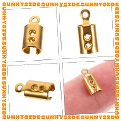 Gói 10 Chốt Kẹp Đầu Dây Thép Không Gỉ Cao Cấp Kẹp Nối Dây Da Làm Vòng Tay, Vòng Cổ Dạng Tròn Đủ Size