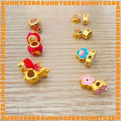 Charm Mạ Vàng Sơn Màu Phụ Kiện Xâu Mix Vòng Tay Phong Thủy Nam Nữ Làm Trang Sức Handmade DIY