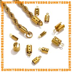 Gói 10 Chốt Kẹp Đầu Dây Thép Không Gỉ Cao Cấp Kẹp Nối Dây Da Làm Vòng Tay, Vòng Cổ Dạng Tròn Đủ Size
