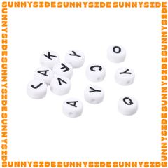 100 Hạt Cườm Chữ Cái, Hạt Kí Tự Màu Đen Nền Trắng Được Chọn Chữ Từ A-Z Dùng Làm Trang Sức Handmade
