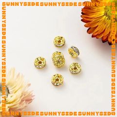 Gói 10 Charm Bánh Xe Hạt Xoàn Chặn Hạt Mạ Vàng 18K Cao Cấp Xỏ Xen Hạt Chuỗi Làm Trang Sức Handmade DIY