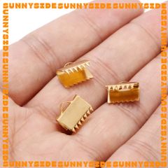5 Cặp Đầu Kẹp Nối Đầu Dây Răng Cưa Vàng Inox Thép Không Gỉ Cao Cấp Làm Trang Sức Handmade DIY