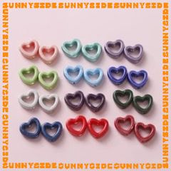 02 Hạt Charm Trái Tim Gốm Hạt Gốm Trái Tim Rỗng Làm Vòng Đeo Tay Mặt Dây Chuyền Phụ Kiện Trang Sức