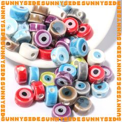 02 Hạt Charm Mắt Quỷ Evil Eye Gốm 10mm Hạt Xỏ Mắt Quỷ Evil Eye Đủ Màu Làm Phụ Kiện Trang Sức Handmade DIY