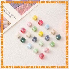 02 Hạt Charm Vuông Gốm Hạt Gốm Vuông Làm Vòng Đeo Tay Mặt Dây Chuyền Phụ Kiện Trang Sức