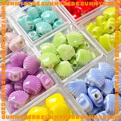02 Hạt Charm Sò Gốm Hạt Gốm Hình Vỏ Sò Làm Vòng Đeo Tay Mặt Dây Chuyền Phụ Kiện Trang Sức