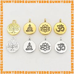 02 Charm Treo Hình Phật Hoa Sen Chữ OM Cây Đời Phong Cách Tây Tạng Làm Vòng Tay Treo Phụ Kiện Hanndmade DIY