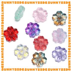 5 Hạt Thủy Tinh Hoa Anh Đào 14mm Cao Cấp Làm Vòng Tay, Trang Sức, Móc Khóa, Thủ Công DIY Handmade