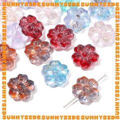 5 Hạt Thủy Tinh Hoa Anh Đào 14mm Cao Cấp Làm Vòng Tay, Trang Sức, Móc Khóa, Thủ Công DIY Handmade