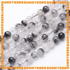 1 Hạt Đá Thach Anh Tóc Đen 7A Tự Nhiên 100% Dùng Làm Trang Sức Thủ Công Mix Chuỗi Hạt Xỏ Vòng Tay