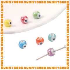 02 Hạt Charm Mắt Quỷ Evil Eye Gốm Tròn 6mm Hạt Xỏ Mắt Quỷ Evil Eye Đủ Màu Làm Phụ Kiện Trang Sức Handmade DIY