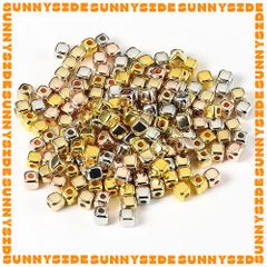 Gói 100/200 Hạt Cườm Nhựa CCB Hình Vuông Màu Vàng Xỏ Vòng Làm Trang Sức Handmade DIY