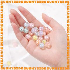 Gói 50 Hạt Nhựa Trong Nhân Màu Xinh Xắn Pastel Xỏ Vòng Tay Vòng Cổ Làm Trang sức Phụ Kiện Handmade