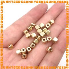 Gói 100/200 Hạt Cườm Nhựa CCB Hình Vuông Màu Vàng Xỏ Vòng Làm Trang Sức Handmade DIY