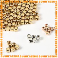 Gói 100/200 Hạt Cườm Nhựa CCB Hình Vuông Màu Vàng Xỏ Vòng Làm Trang Sức Handmade DIY