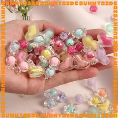 Gói 20 Hạt Cườm Nhựa Nhiều Hình Nhiều Màu Xỏ Vòng Tay Handmade DIY