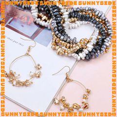 Gói 50 Hạt Cườm Hình Sỏi Hình Hạt Đá Hematit Thiên Nhiên Đủ Màu Xỏ Vòng Làm Trang Sức Handmade DIY