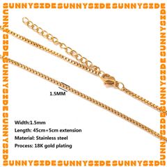 Dây Chuyền Thép Không Gỉ Dạng Xích Hộp Mạ Vàng 18K Làm Trang Sức Phụ Kiện Vòng Cổ DIY