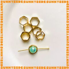 Gói 5 Cái Charm Khung Lồng Hạt Mạ Vàng 14K Hình Lục Giác Cao Cấp Làm Trang Sức Handmade DIY