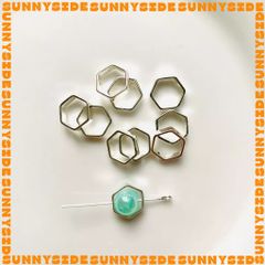 Gói 5 Cái Charm Khung Lồng Hạt Mạ Vàng 14K Hình Lục Giác Cao Cấp Làm Trang Sức Handmade DIY