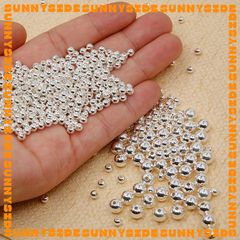 (Bạc S925) 10 Viên Bi Bạc Tròn Trơn Chuẩn S925 Size 2.5mm - 4mm Làm Trang Sức Handmade DIY