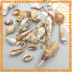 01 Charm Vỏ Sò Vỏ Ốc Nhựa Màu Loang Xà Cừ Làm Vòng Đeo Tay Mặt Dây Chuyền Phụ Kiện Trang Sức