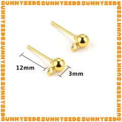 5 Cặp Móc Bông Tai Hình Cầu Đặc Có Móc Tròn Mạ Vàng 18K Cao Cấp Dùng Làm Đầu Khuyên Tai / Trang Sức Hanmade DIY