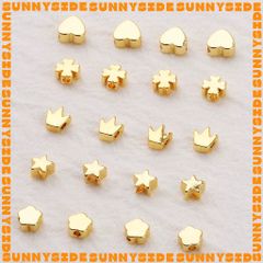 10/20 Charm Hạt Cườm Mạ Vàng 18K 5mm Xỏ Lỗ Hình Trái Tim Ngôi Sao Vương Miện Cao Cấp Làm Trang Sức